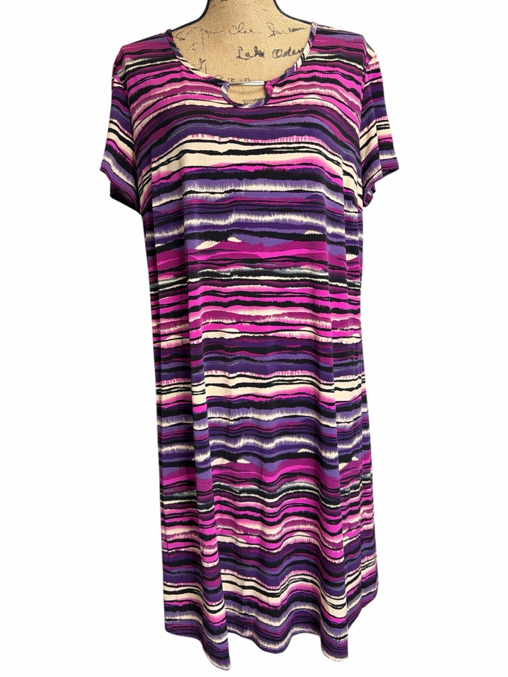 Elementz Pink and Purple Striped Keyhole Tunic Dress. NWT.  Size 1X